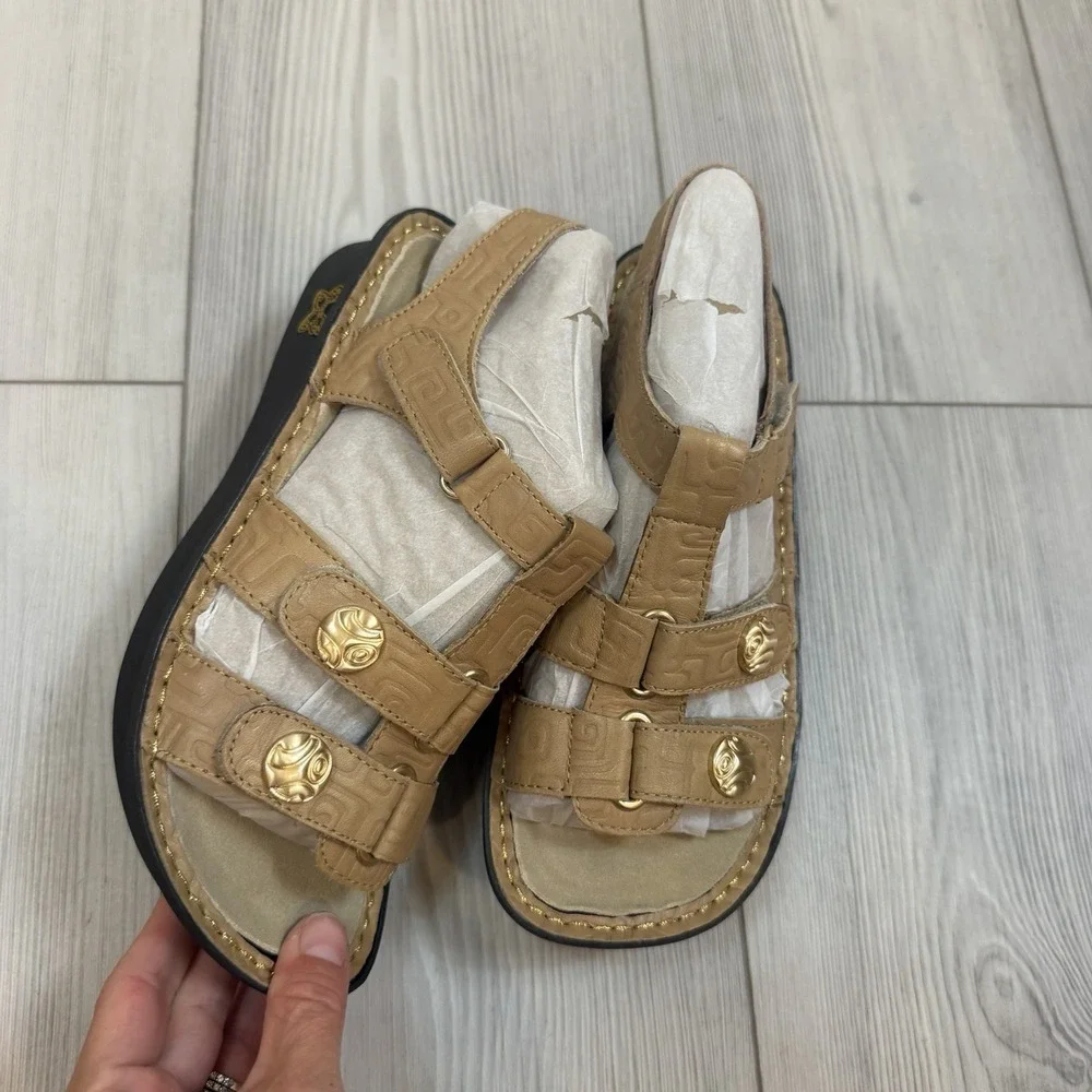 NEW Alegria Kleo Basically Amazing Tan Leather Wedge Sandals KLE-876 Womens 36 6